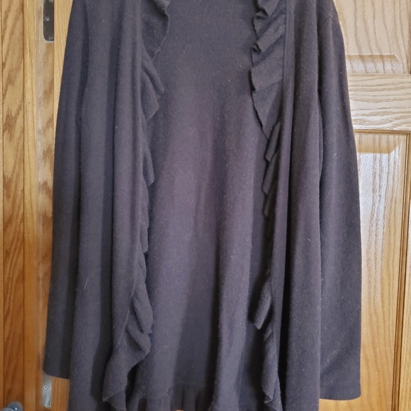 Magaschoni Cashmere Ruffled Open Sweater - Picture 7 of 9